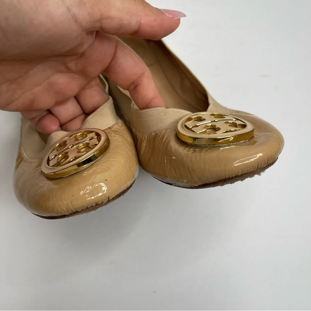 TORY BURCH Caroline Elastic Patent Leather Ballet Ballerina Flats Size 7